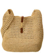 Saint Laurent Crochet Raffia & Leather Hobo Bag