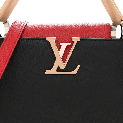 Taurillon Capucines MM Black Beige Red