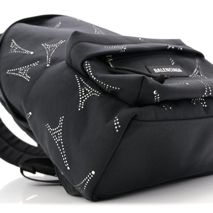 Canvas Crystal Embellished Eiffel Tower Explorer Backpack S Black