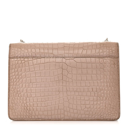 Calfskin Crocodile Embossed Medium Monogram Sunset Rose Antic