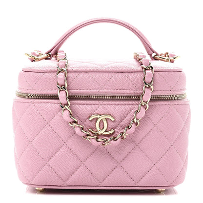 Caviar Quilted Small CC Vanity Case Pink