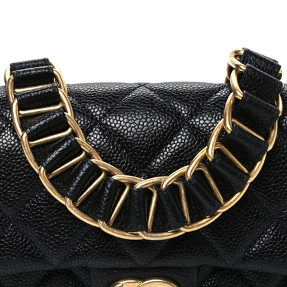 Caviar Quilted Mini Chain Soul Flap Black