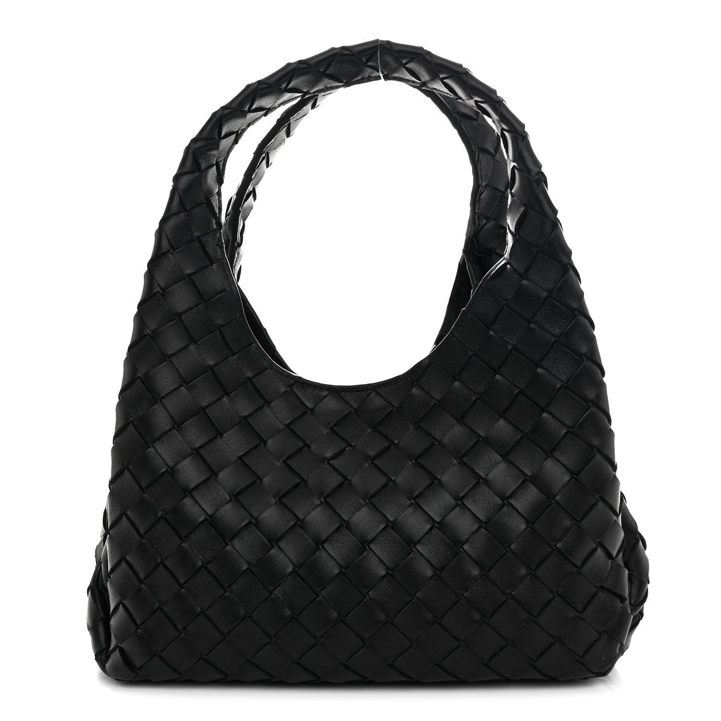 Nappa Intrecciato Small Campana Shoulder Bag Black