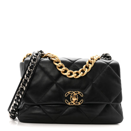 Lambskin Quilted Large Chanel 19 Flap Black