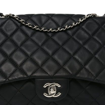 Lambskin Quilted Jumbo Chanel 3 Flap Bag Black