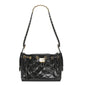 Shiny Crumpled Quilted Mini Chanel 25 Handbag Black