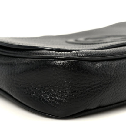 Pebbled Calfskin Medium Soho Flap Crossbody Black