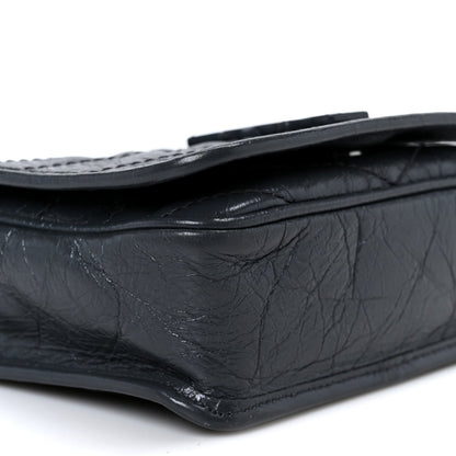 Crinkled Calfskin Matelasse Monogram Niki Chain Wallet Dark Smog