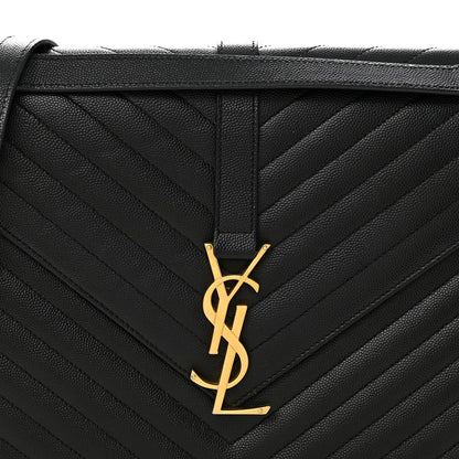 Grain De Poudre Matelasse Chevron Large Monogram Satchel Black