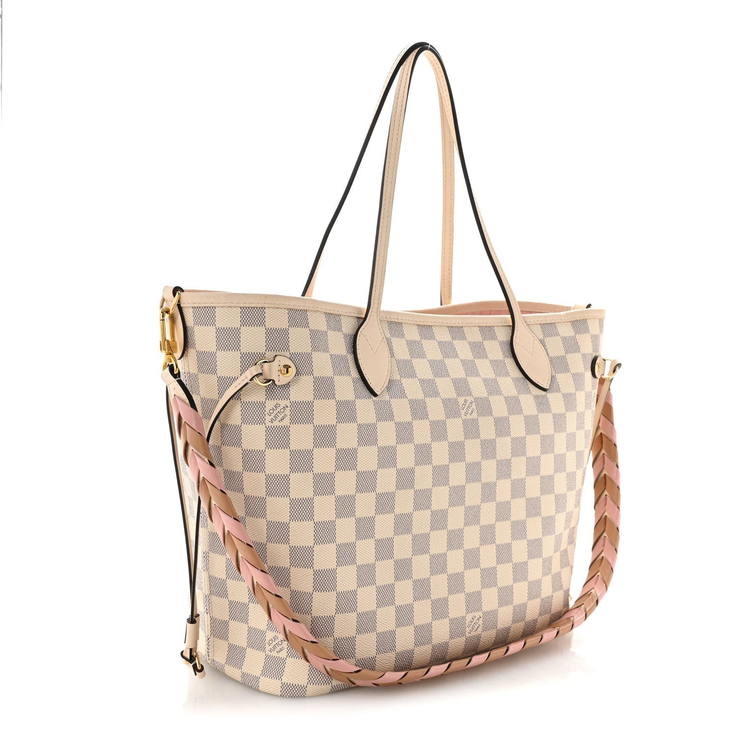Damier Azur Braided Neverfull MM Pink