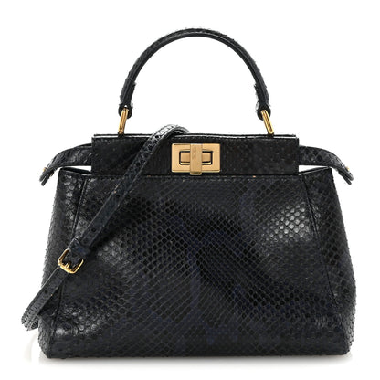 Python Shiny Nappa Mini Peekaboo Iconic Satchel Blue Jeans