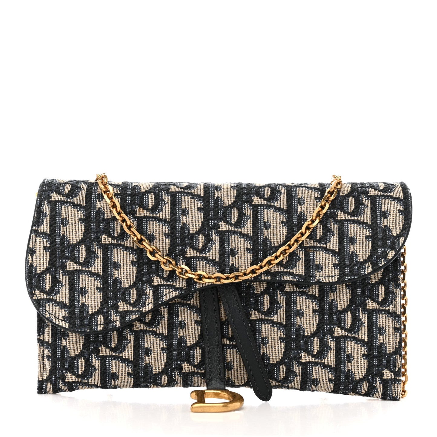 Oblique Saddle Chain Long Wallet Blue