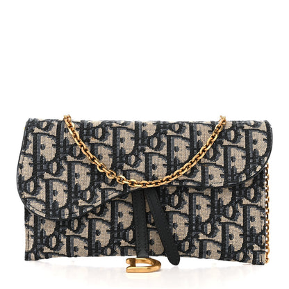 Oblique Saddle Chain Long Wallet Blue
