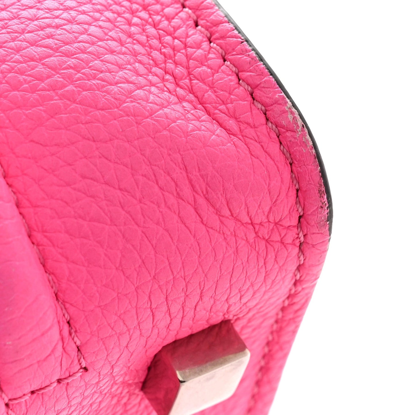 Drummed Calfskin Mini Luggage Fluo Pink