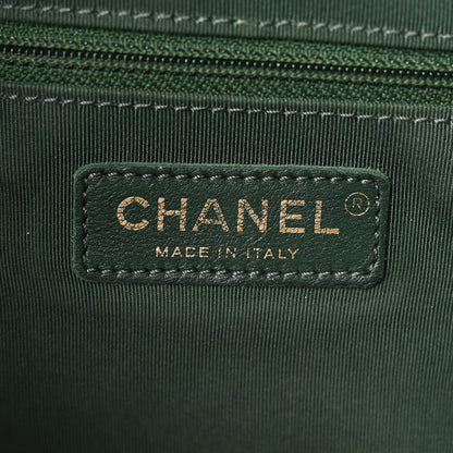 Calfskin Stitched Large Button Up Hobo Dark Green