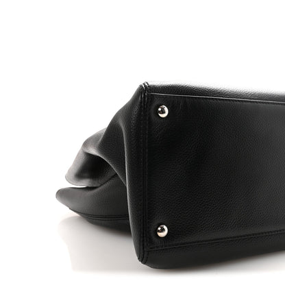 Calfskin Cerf Executive Shopper Tote Black