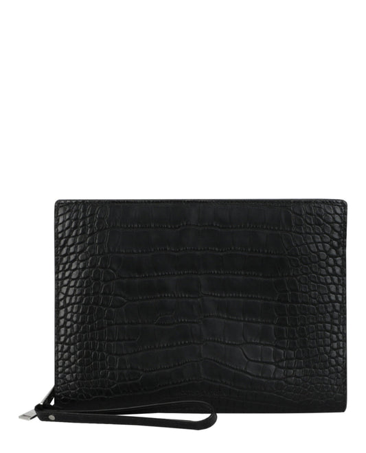Bottega Veneta Mens Alligator Leather Clutch