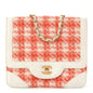 Tweed Calfskin Square Flap Bag Orange White