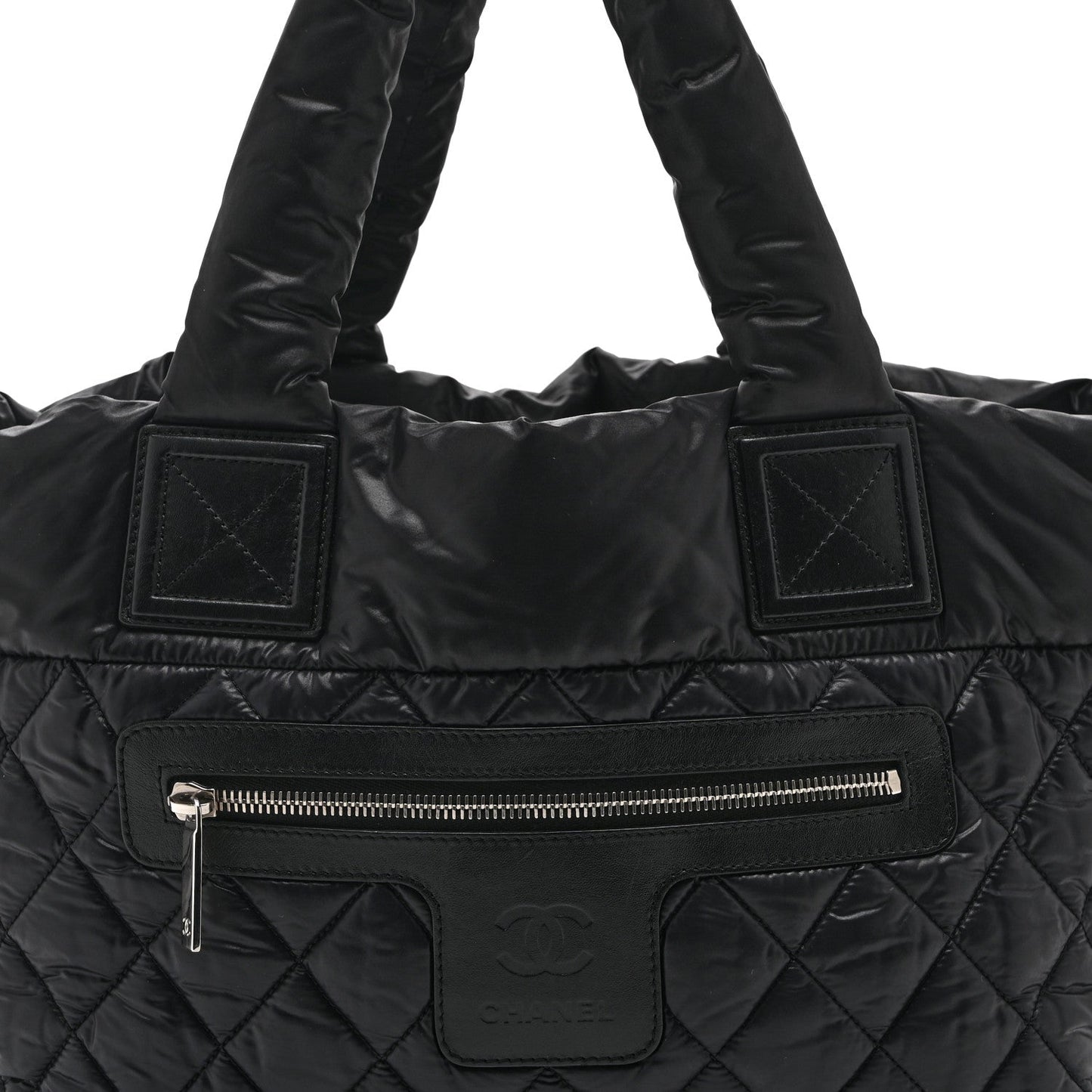 Nylon Quilted Small Coco Cocoon Tote Black