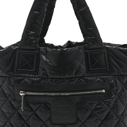 Nylon Quilted Small Coco Cocoon Tote Black