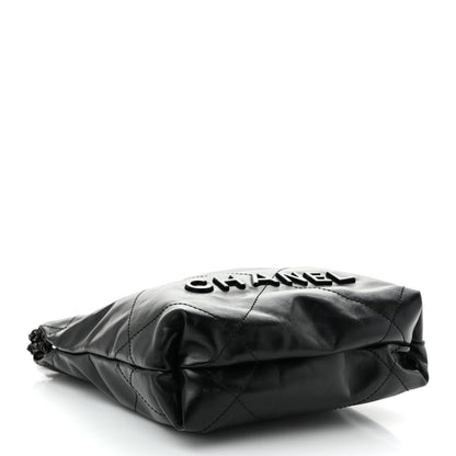 Shiny Calfskin Quilted Mini Chanel 22 So Black