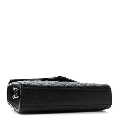 Grain De Poudre Textured Mixed Matelasse Triquilt Medium Monogram Satchel Black