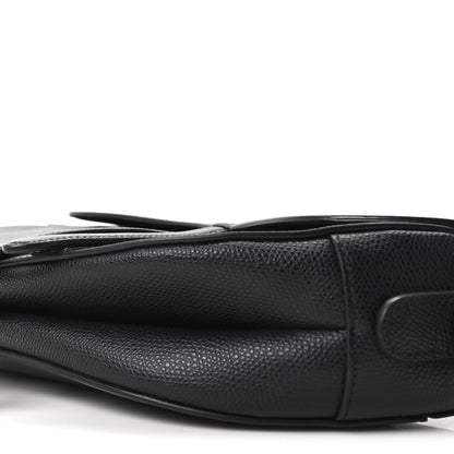 Grained Calfskin Saddle Bag Black