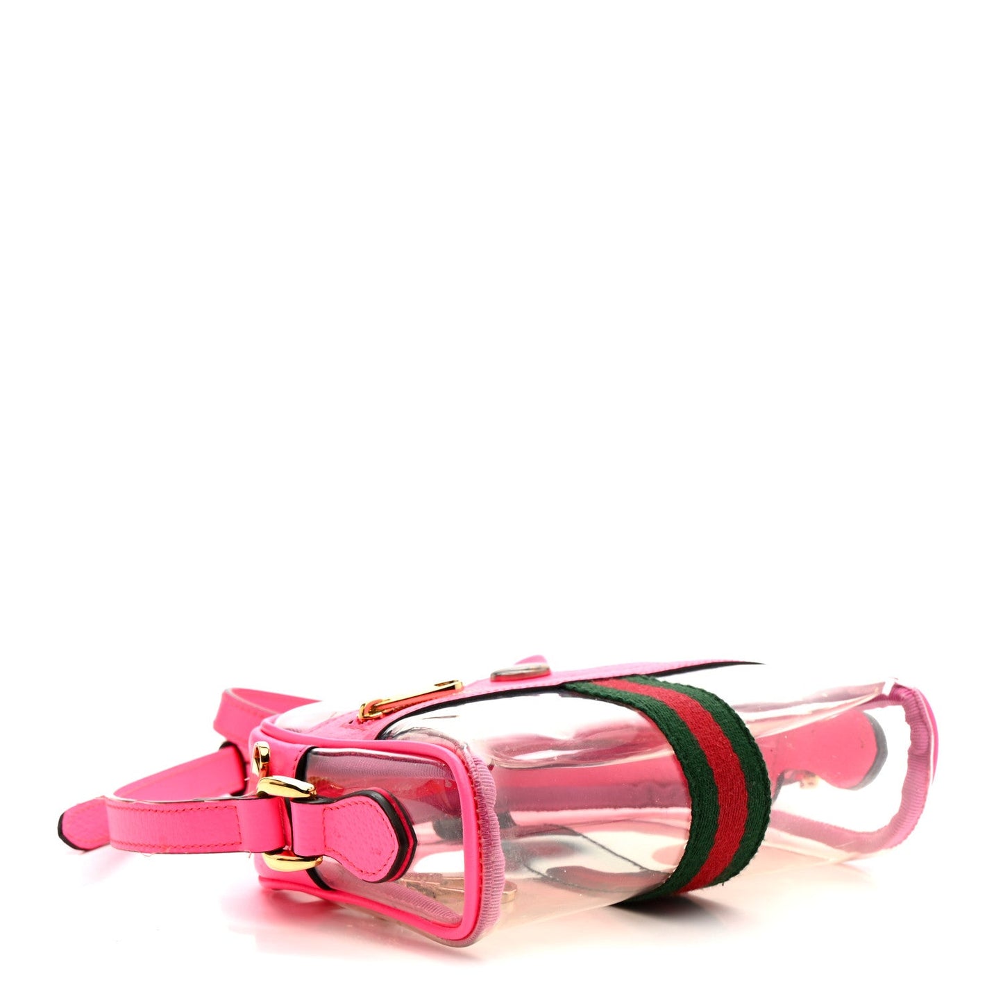 Vinyl Web Mini Ophidia Transparent Shoulder Bag Fluorescent Fuchsia