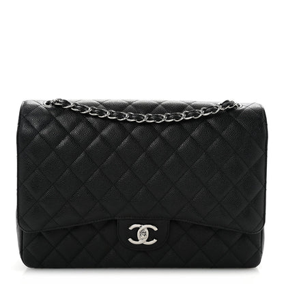 Caviar Quilted Maxi Double Flap Black