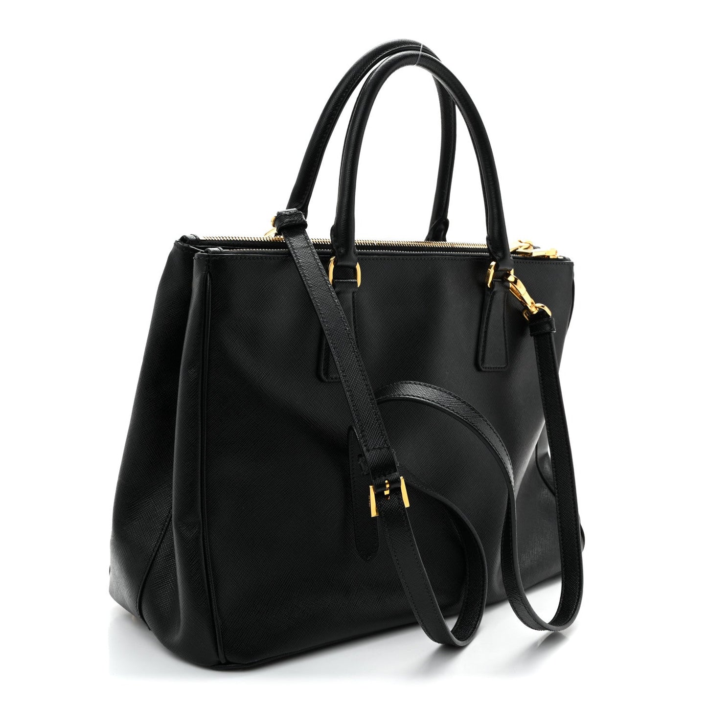 Saffiano Medium Galleria Double Zip Tote Black