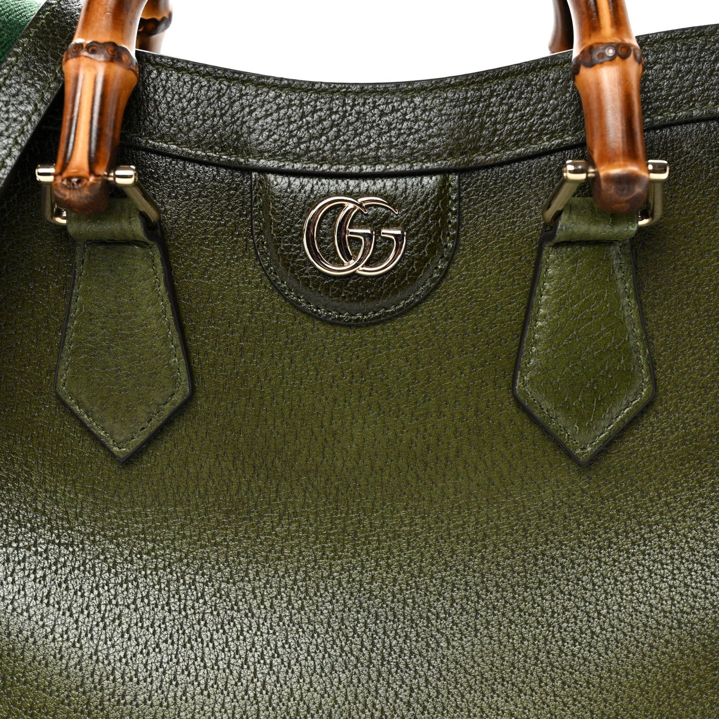 Textured Dollar Calfskin Web Small Diana Tote Bag Green Ombre