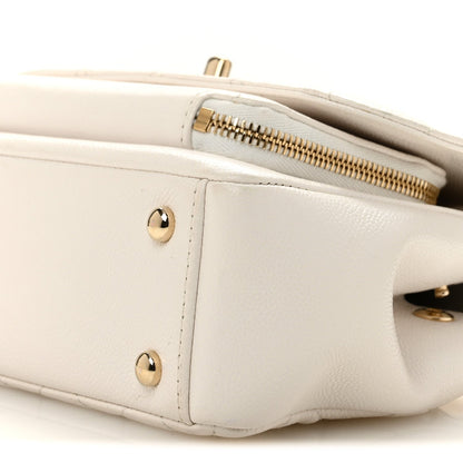 Caviar Quilted Small Business Affinity Flap White
