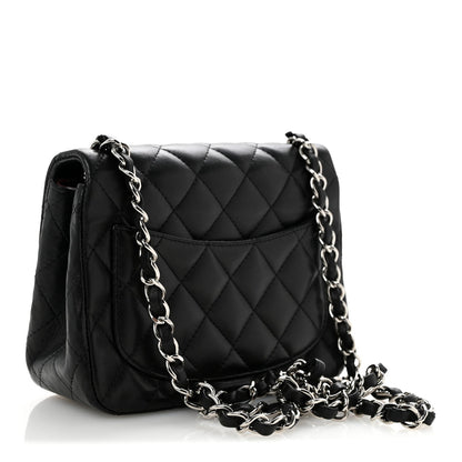 Lambskin Quilted Mini Square Flap Black