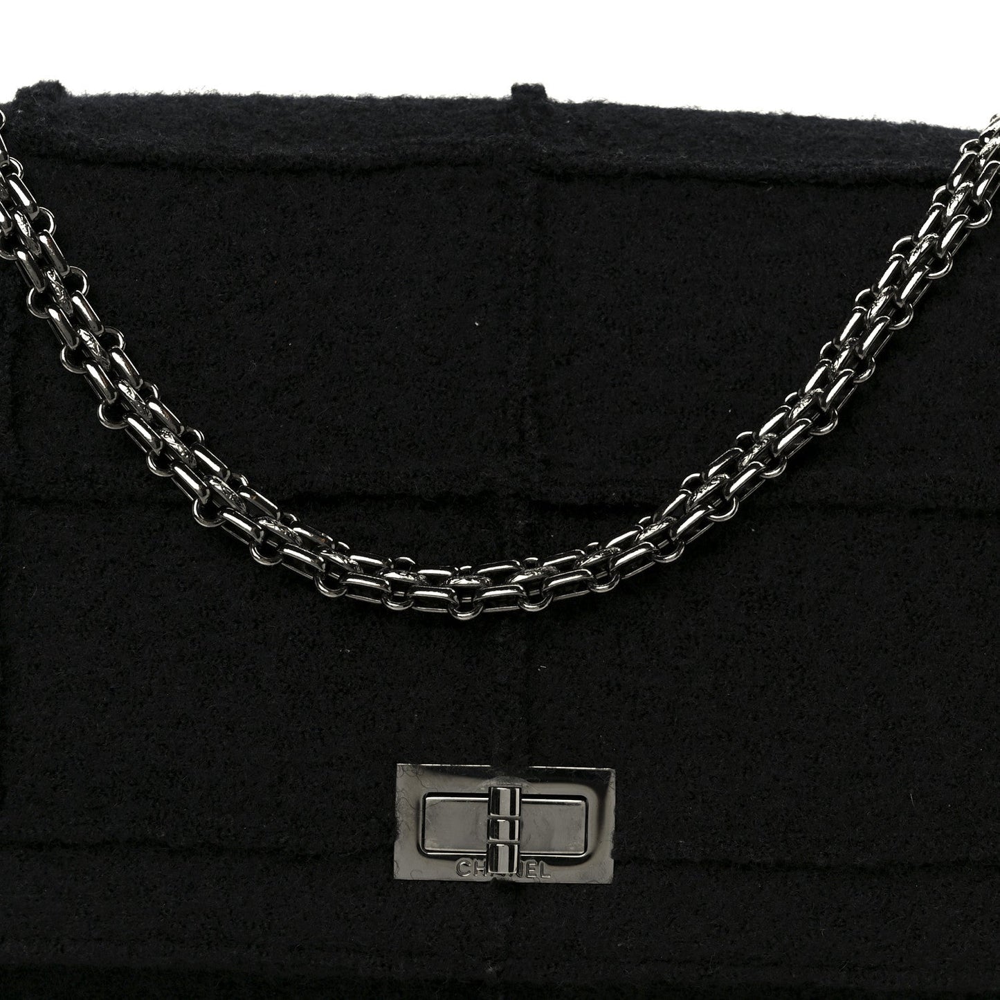 Wool Jumbo Chocolate Bar Mademoiselle Flap Black