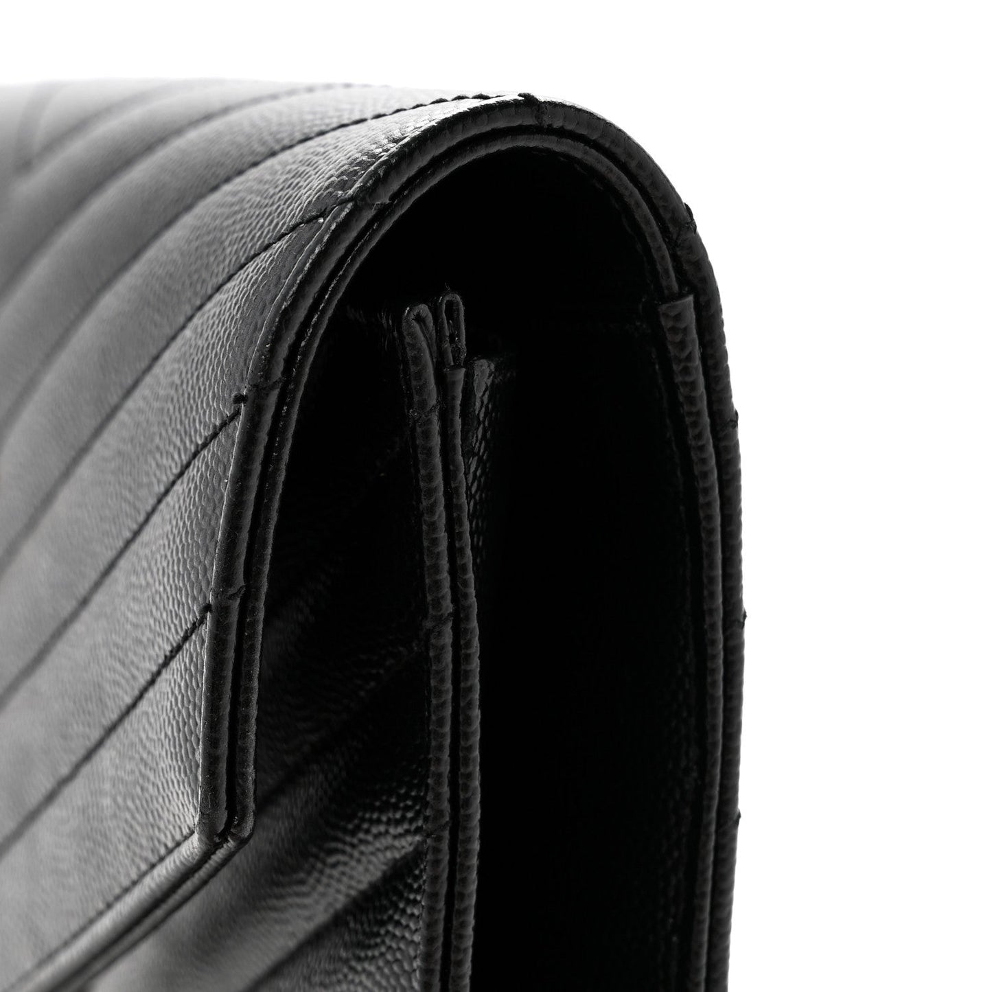Grain De Poudre Matelasse Chevron Monogram Envelope Clutch Black