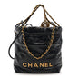 Shiny Calfskin Quilted Mini Chanel 22 Black
