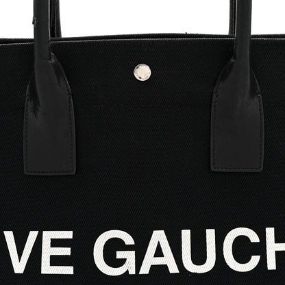 Linen Calfskin Rive Gauche Tote Black