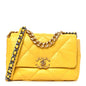 Shiny Goatskin Quilted Medium Chanel 19 Flap Yellow