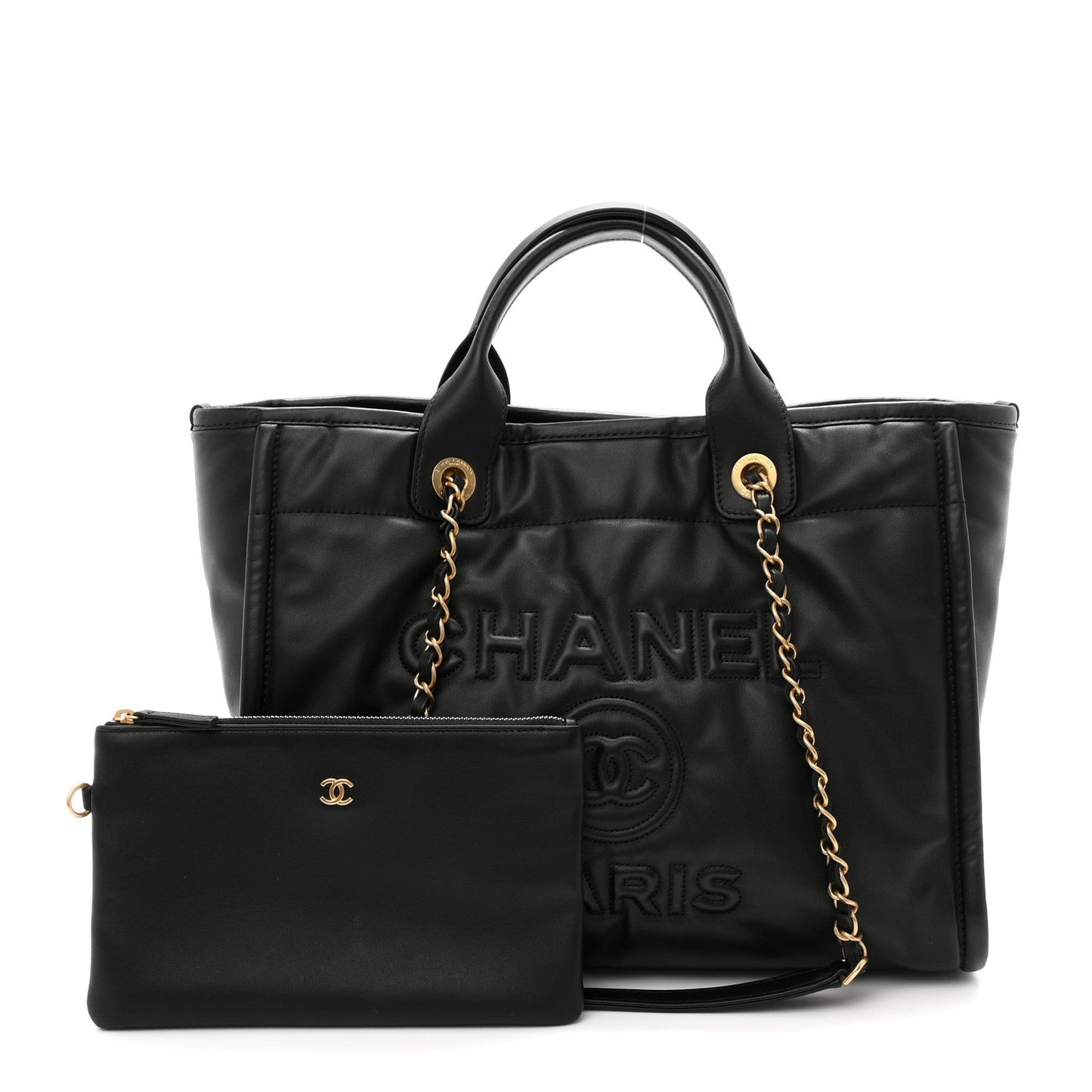 Calfskin Small Deauville Tote Black