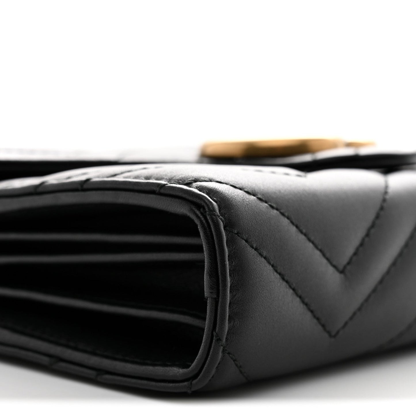 Calfskin Matelasse GG Marmont Chain Wallet Black