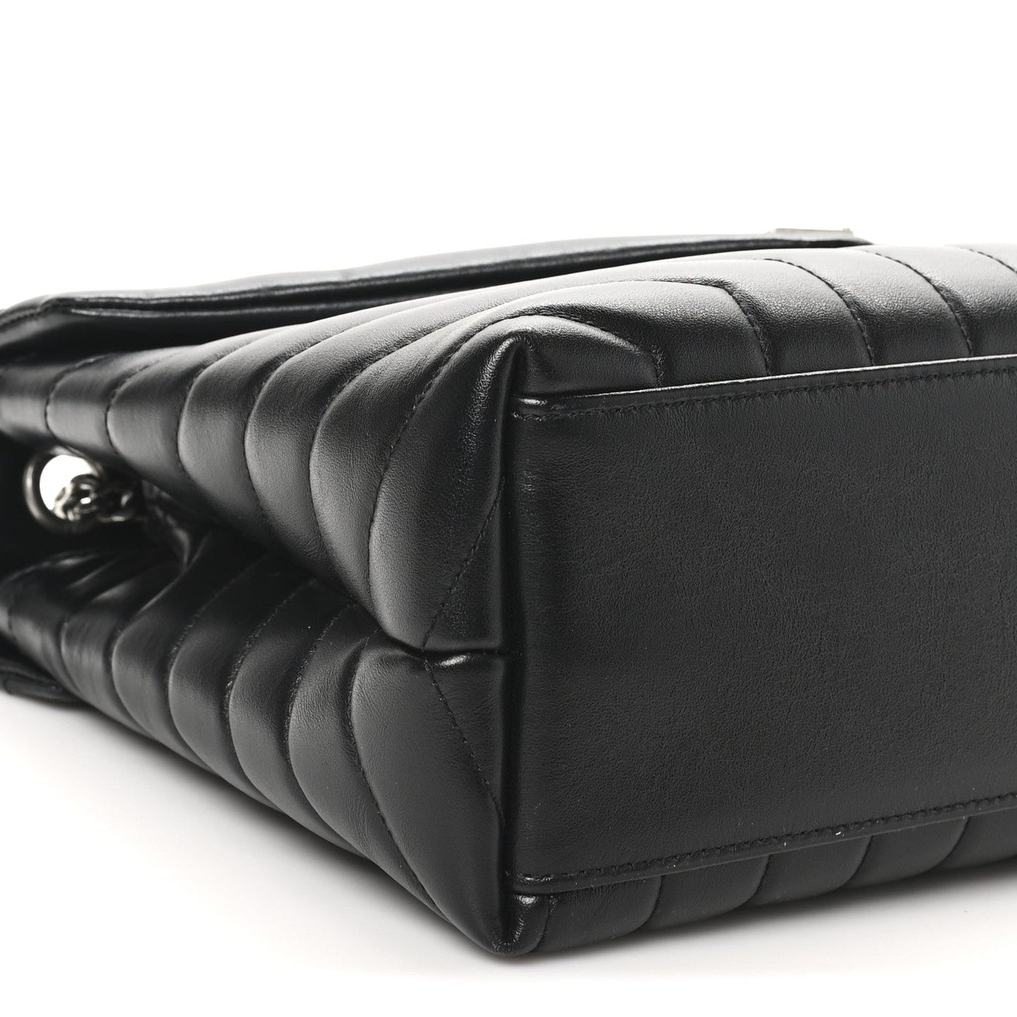 Calfskin Y Quilted Monogram Medium Loulou Chain Satchel Black
