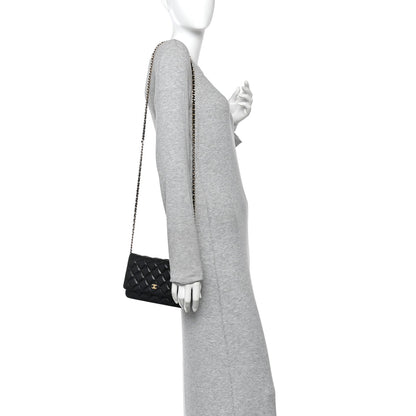 Caviar Quilted Wallet on Chain WOC Black