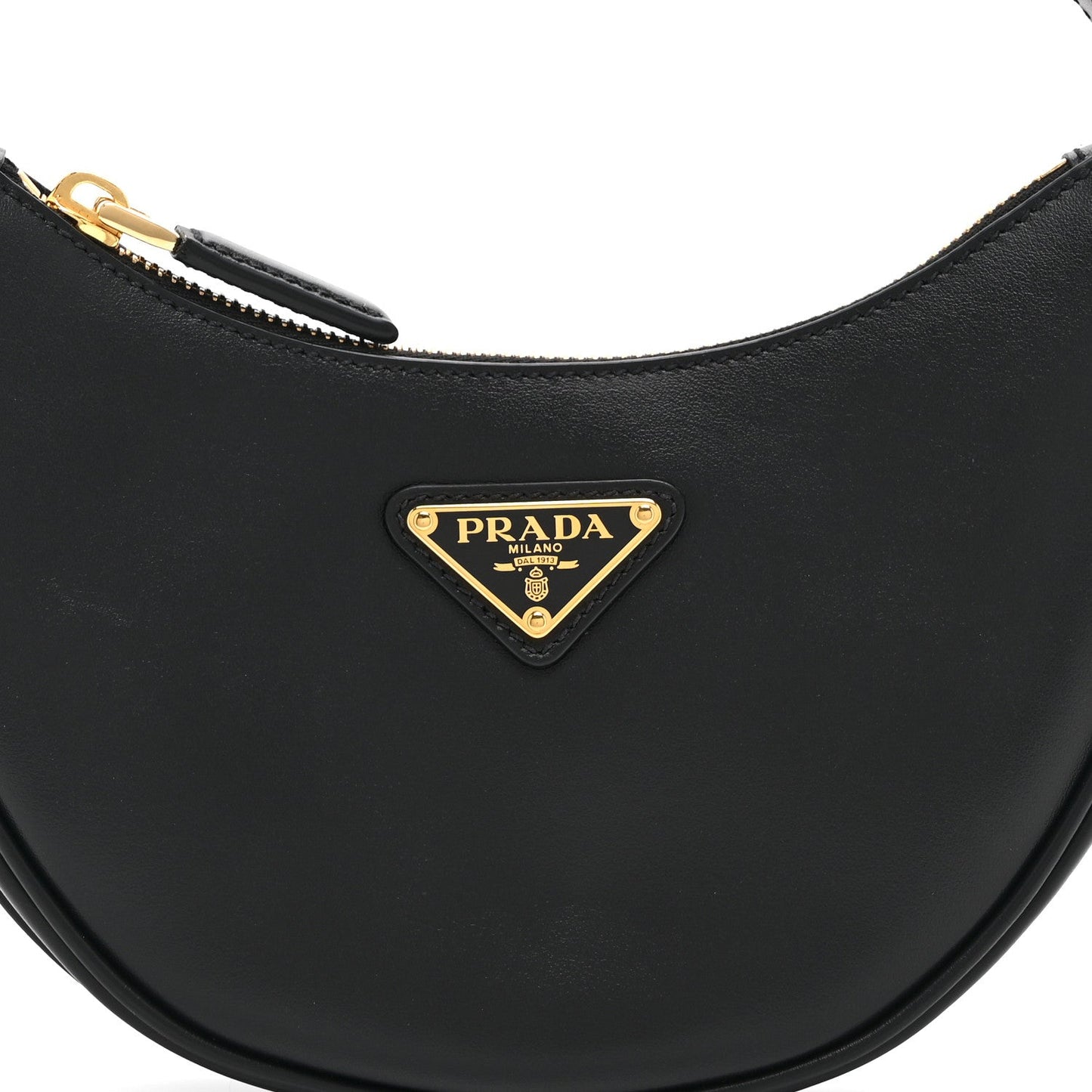 Soft Calfskin Mini Arque Shoulder Bag Black
