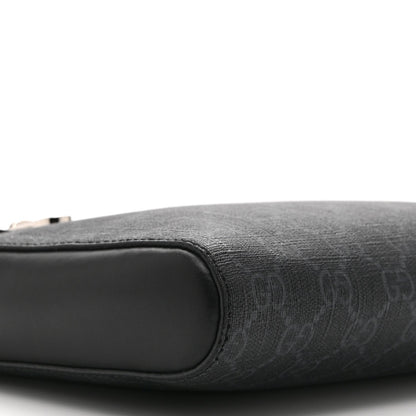 GG Supreme Monogram Web Small Flat Messenger Bag Black Grey