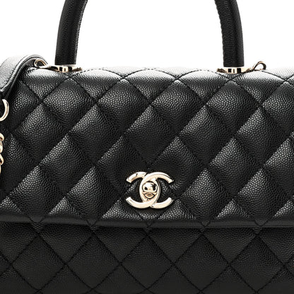 Caviar Quilted Mini Coco Handle Flap Black