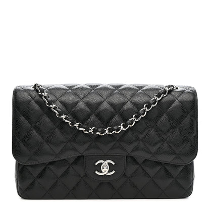 Caviar Quilted Jumbo Double Flap Black