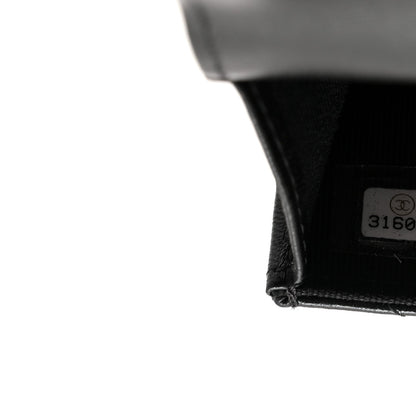 Lambskin Quilted CC Hook Card Holder Black