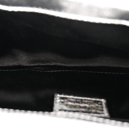 Metallic Nappa Vertical Matelasse Medium Maxi Horsebit Chain Shoulder Bag Silver