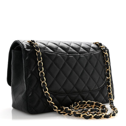 Caviar Quilted Jumbo Double Flap Black