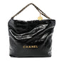 Shiny Calfskin Quilted Chanel 22 Black